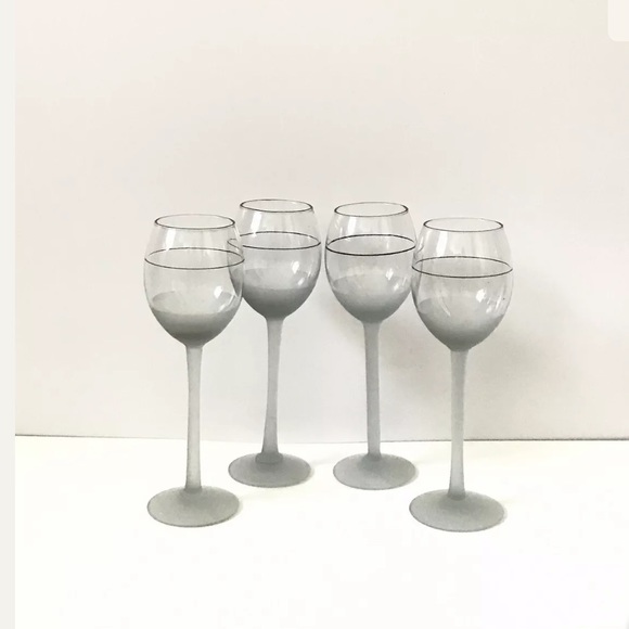 Set of 4 Frosted Gray Cordial Glasses Holds 6oz - Picture 3 of 5